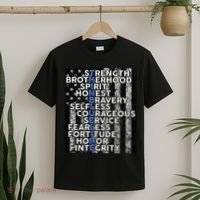Support Police Thin Blue Line Distressed Flag T-Shirt thumb 2
