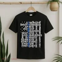Support Police Thin Blue Line Distressed Flag T-Shirt thumb 2
