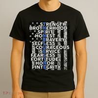 Support Police Thin Blue Line Distressed Flag T-Shirt thumb 3