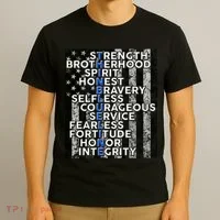 Support Police Thin Blue Line Distressed Flag T-Shirt thumb 3