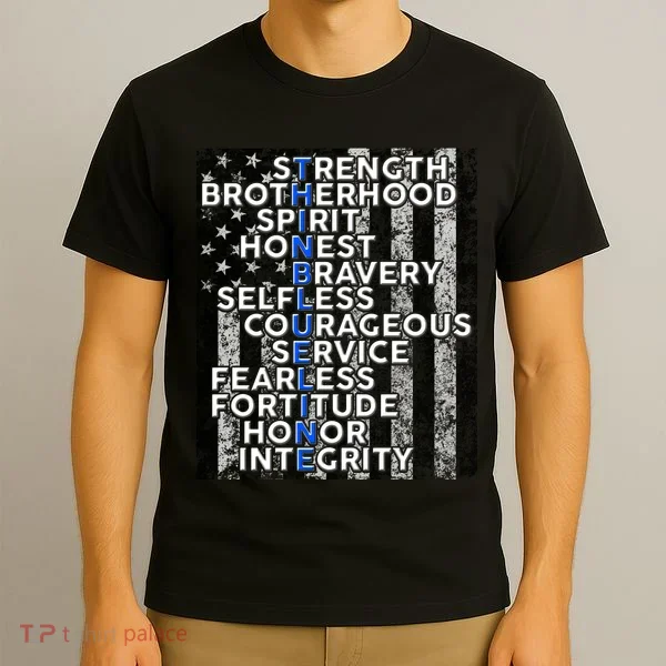 Support Police Thin Blue Line Distressed Flag T-Shirt