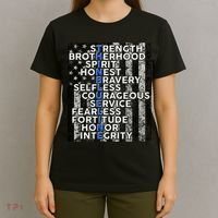Support Police Thin Blue Line Distressed Flag T-Shirt thumb 4