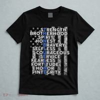 Support Police Thin Blue Line Distressed Flag T-Shirt thumb 5