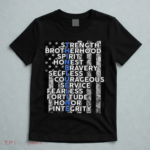 Support Police Thin Blue Line Distressed Flag T-Shirt