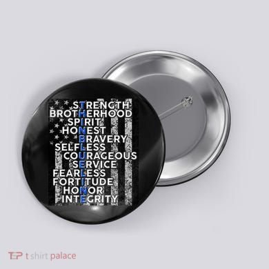 Support Police Thin Blue Line Distressed Flag Button
