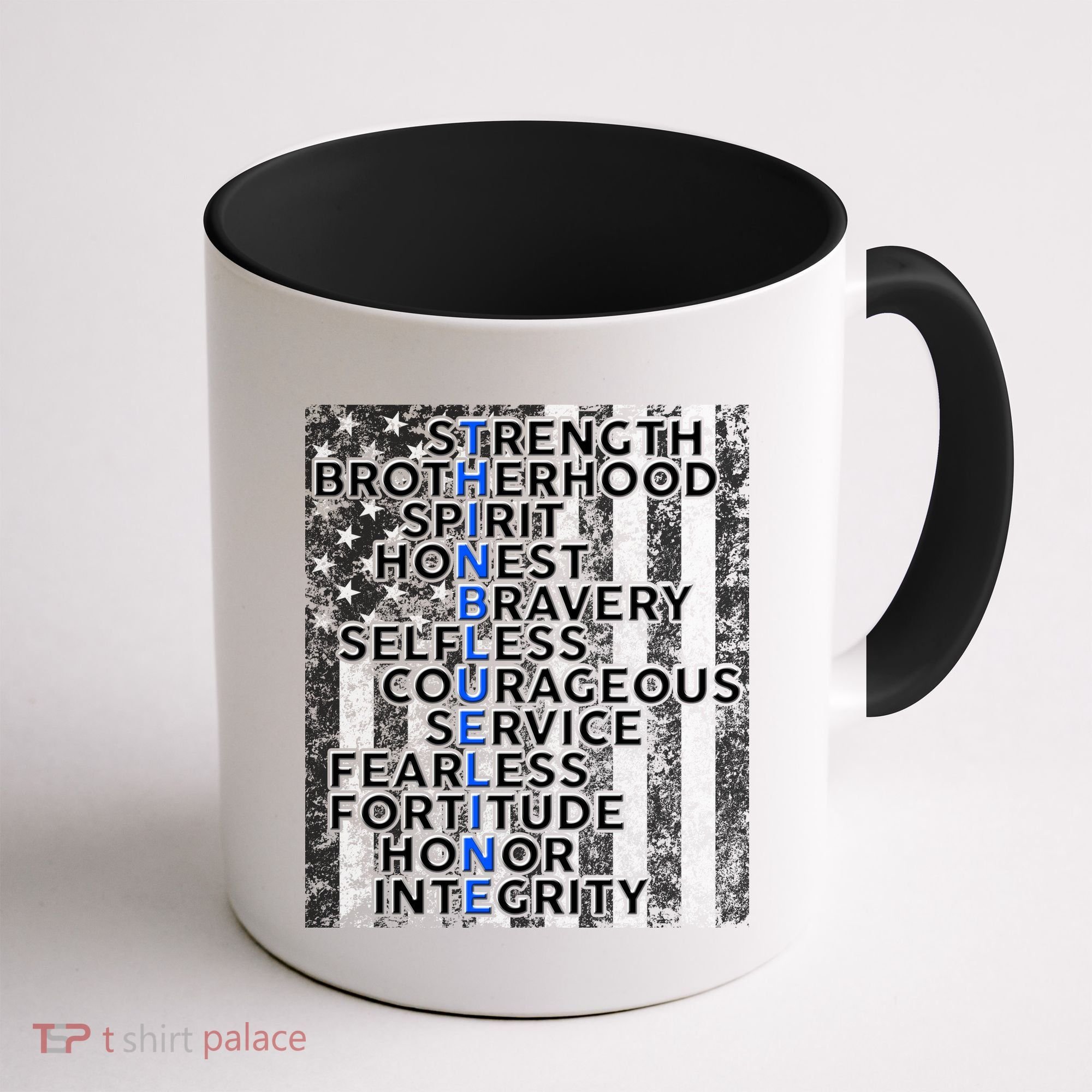 Support Police Thin Blue Line Distressed Flag Coffee Mug