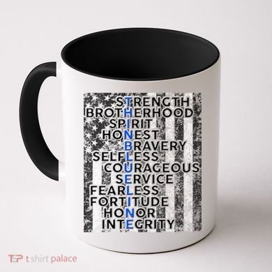 Support Police Thin Blue Line Distressed Flag Coffee Mug
