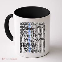 Support Police Thin Blue Line Distressed Flag Coffee Mug thumb 0