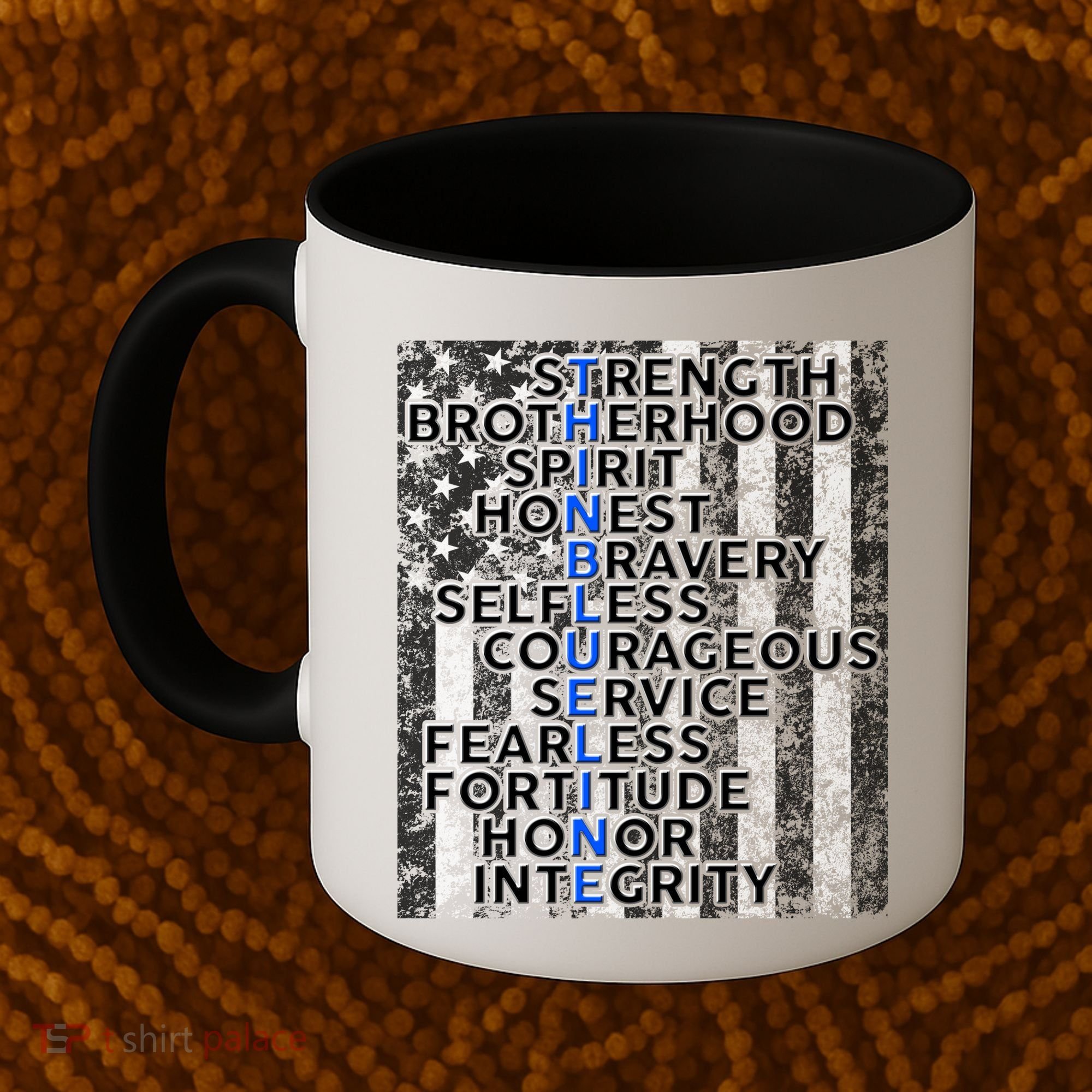 Support Police Thin Blue Line Distressed Flag Coffee Mug