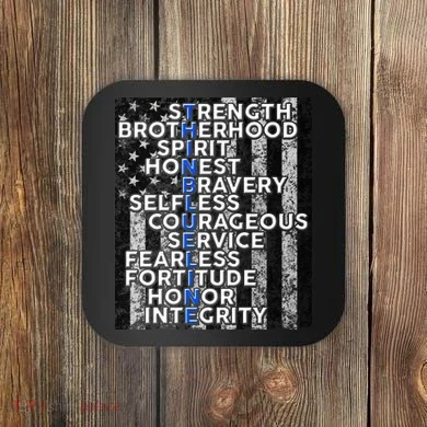 Support Police Thin Blue Line Distressed Flag Coaster