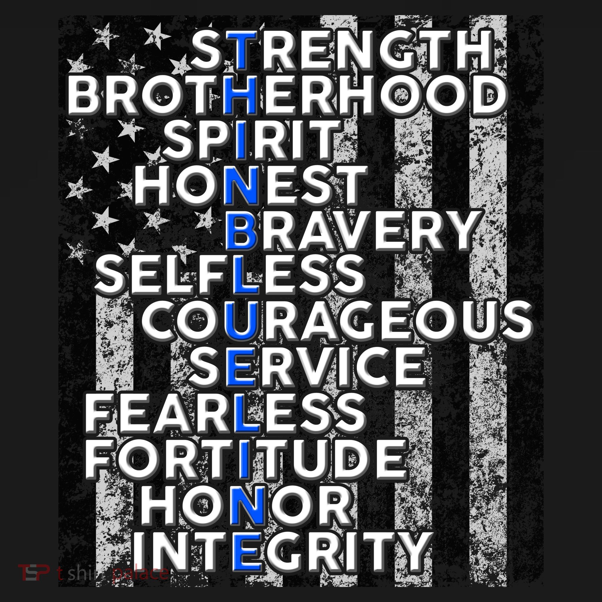 Support Police Thin Blue Line Distressed Flag Polo