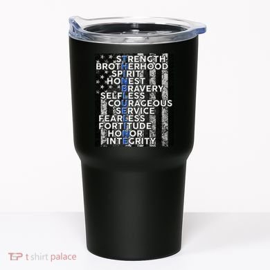 Support Police Thin Blue Line Distressed Flag Tumbler