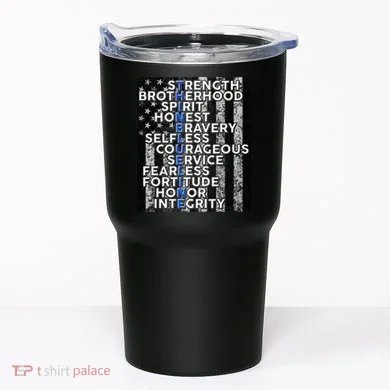 Support Police Thin Blue Line Distressed Flag Tumbler