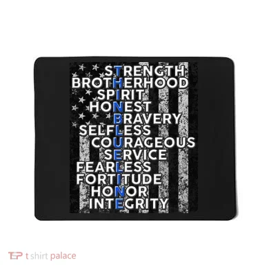 Support Police Thin Blue Line Distressed Flag Mousepad