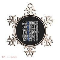 Support Police Thin Blue Line Distressed Flag Ornament thumb 0