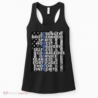 Support Police Thin Blue Line Distressed Flag Women's Tank Top