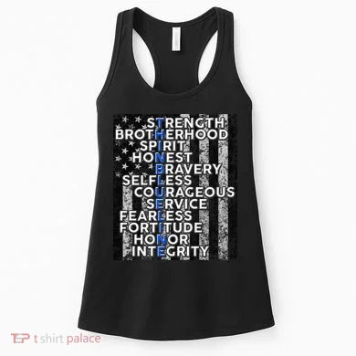 Support Police Thin Blue Line Distressed Flag Women's Tank Top