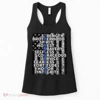 Support Police Thin Blue Line Distressed Flag Women's Tank Top thumb 0