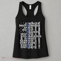 Support Police Thin Blue Line Distressed Flag Women's Tank Top thumb 3
