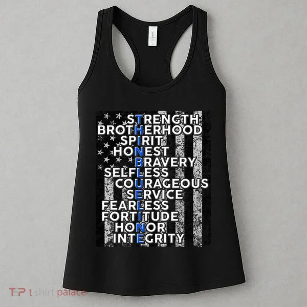 Support Police Thin Blue Line Distressed Flag Women's Tank Top