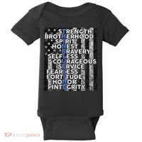 Support Police Thin Blue Line Distressed Flag Baby Bodysuit thumb 0