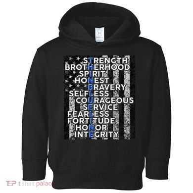 Support Police Thin Blue Line Distressed Flag Toddler Hoodie