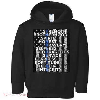 Support Police Thin Blue Line Distressed Flag Toddler Hoodie