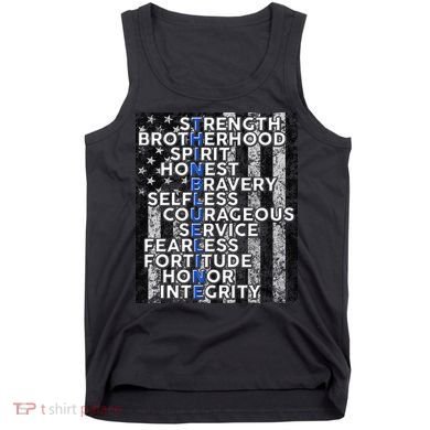 Support Police Thin Blue Line Distressed Flag Tank Top