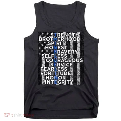 Support Police Thin Blue Line Distressed Flag Tank Top