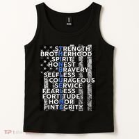 Support Police Thin Blue Line Distressed Flag Tank Top thumb 2