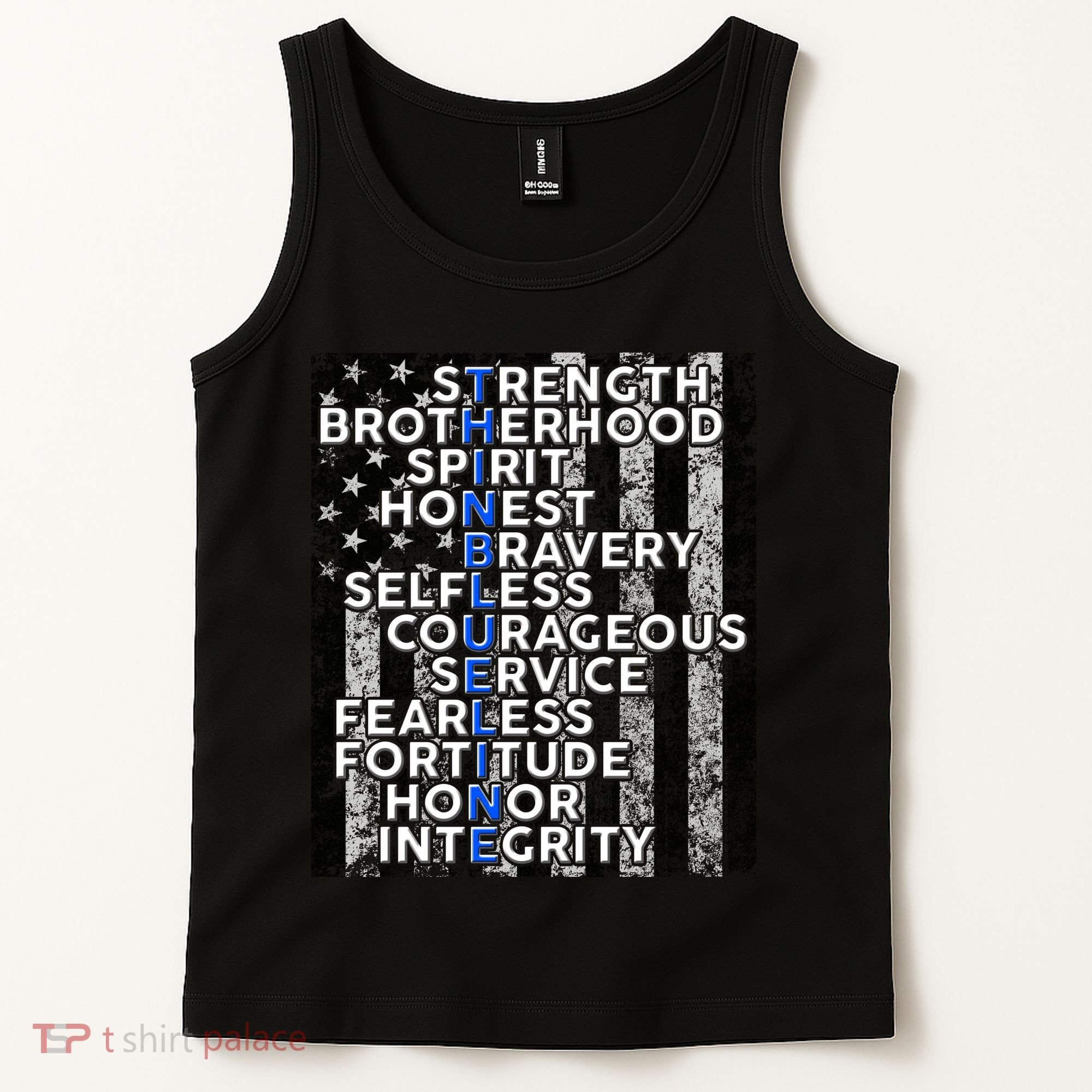 Support Police Thin Blue Line Distressed Flag Tank Top
