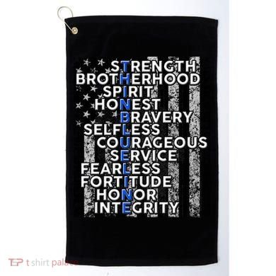 Support Police Thin Blue Line Distressed Flag Golf Towel