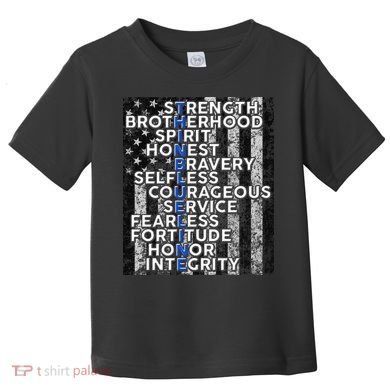 Support Police Thin Blue Line Distressed Flag Toddler T-Shirt