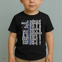 Support Police Thin Blue Line Distressed Flag Toddler T-Shirt thumb 2
