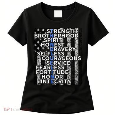 Support Police Thin Blue Line Distressed Flag Women's T-Shirt