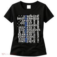 Support Police Thin Blue Line Distressed Flag Women's T-Shirt thumb 0