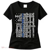 Support Police Thin Blue Line Distressed Flag Women's T-Shirt thumb 0