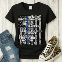 Support Police Thin Blue Line Distressed Flag Women's T-Shirt thumb 3