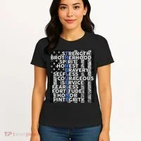 Support Police Thin Blue Line Distressed Flag Women's T-Shirt thumb 4