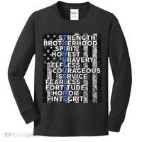 Support Police Thin Blue Line Distressed Flag Kids Long Sleeve Shirt thumb 0
