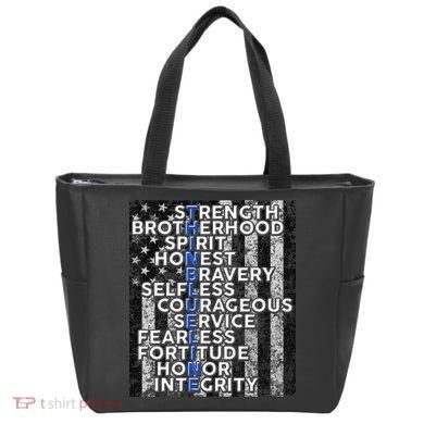 Support Police Thin Blue Line Distressed Flag Tote Bag