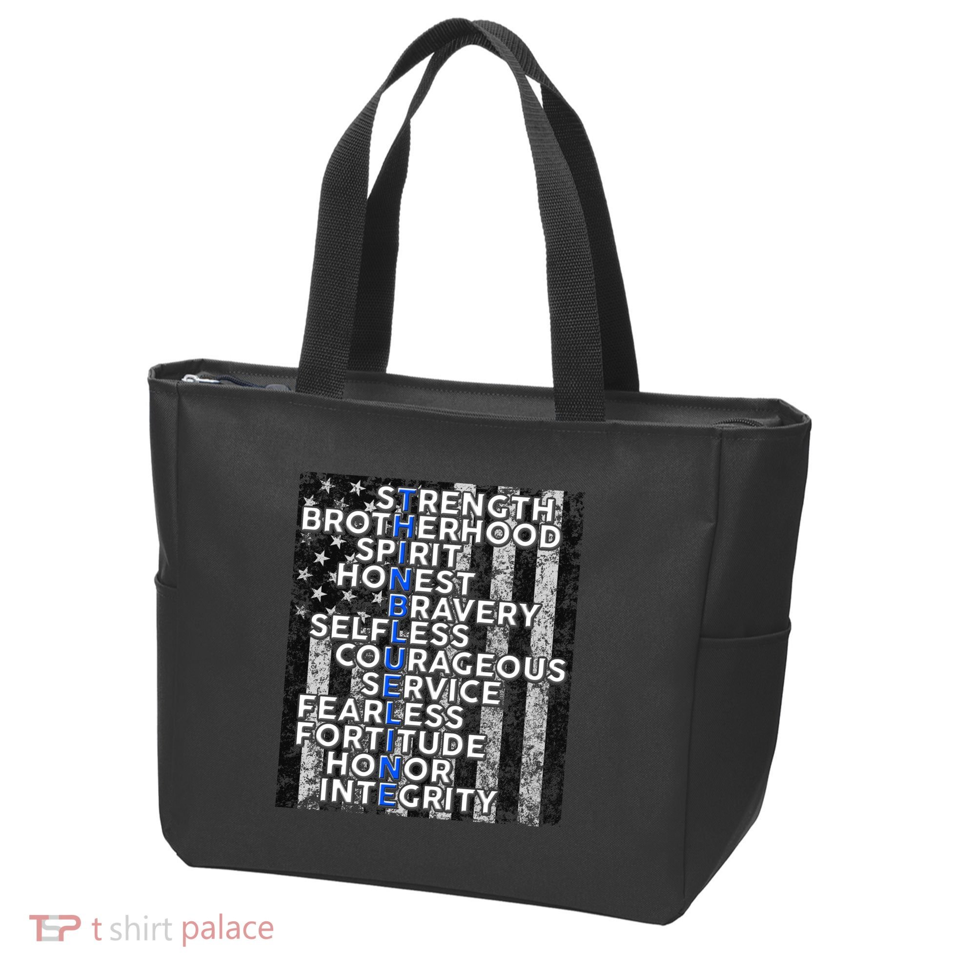 Support Police Thin Blue Line Distressed Flag Tote Bag