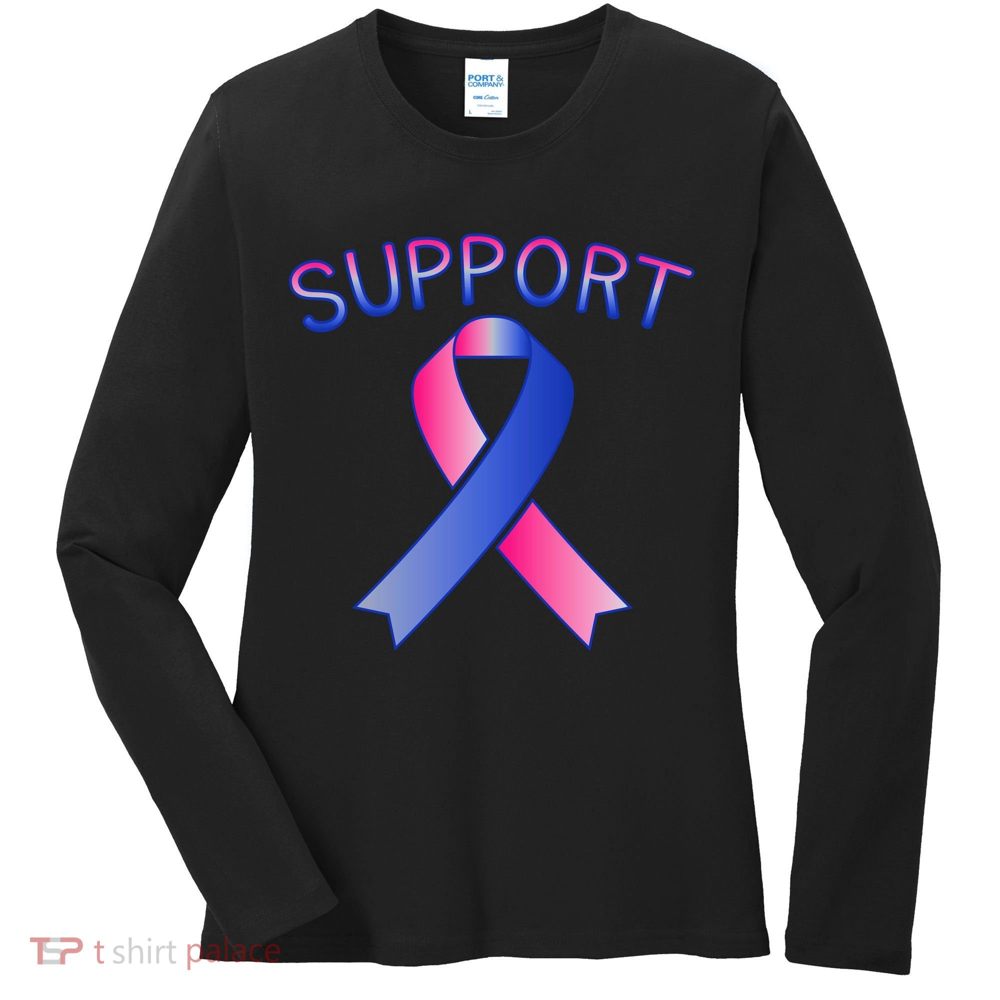 Support Ribbon Cancer Awareness Women's Long Sleeve Shirt