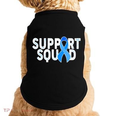 Support Squad Colon Cancer Awareness Blue Ribbon Doggie Tank