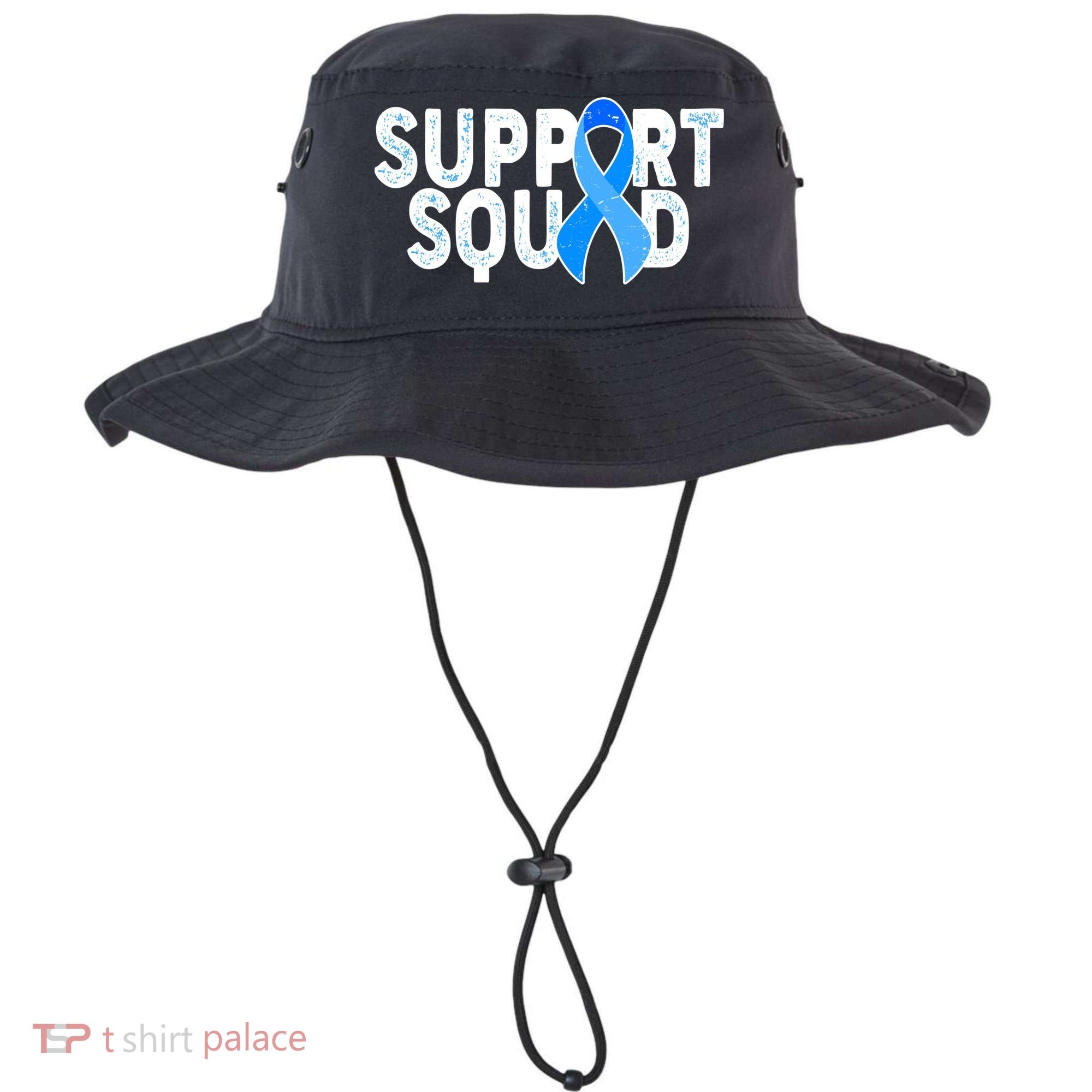 Support Squad Colon Cancer Awareness Blue Ribbon Bucket Hat