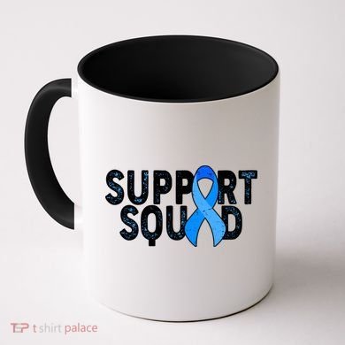 Support Squad Colon Cancer Awareness Blue Ribbon Coffee Mug