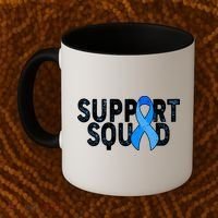 Support Squad Colon Cancer Awareness Blue Ribbon Coffee Mug thumb 2