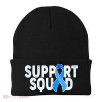 Support Squad Colon Cancer Awareness Blue Ribbon Beanie thumb 0