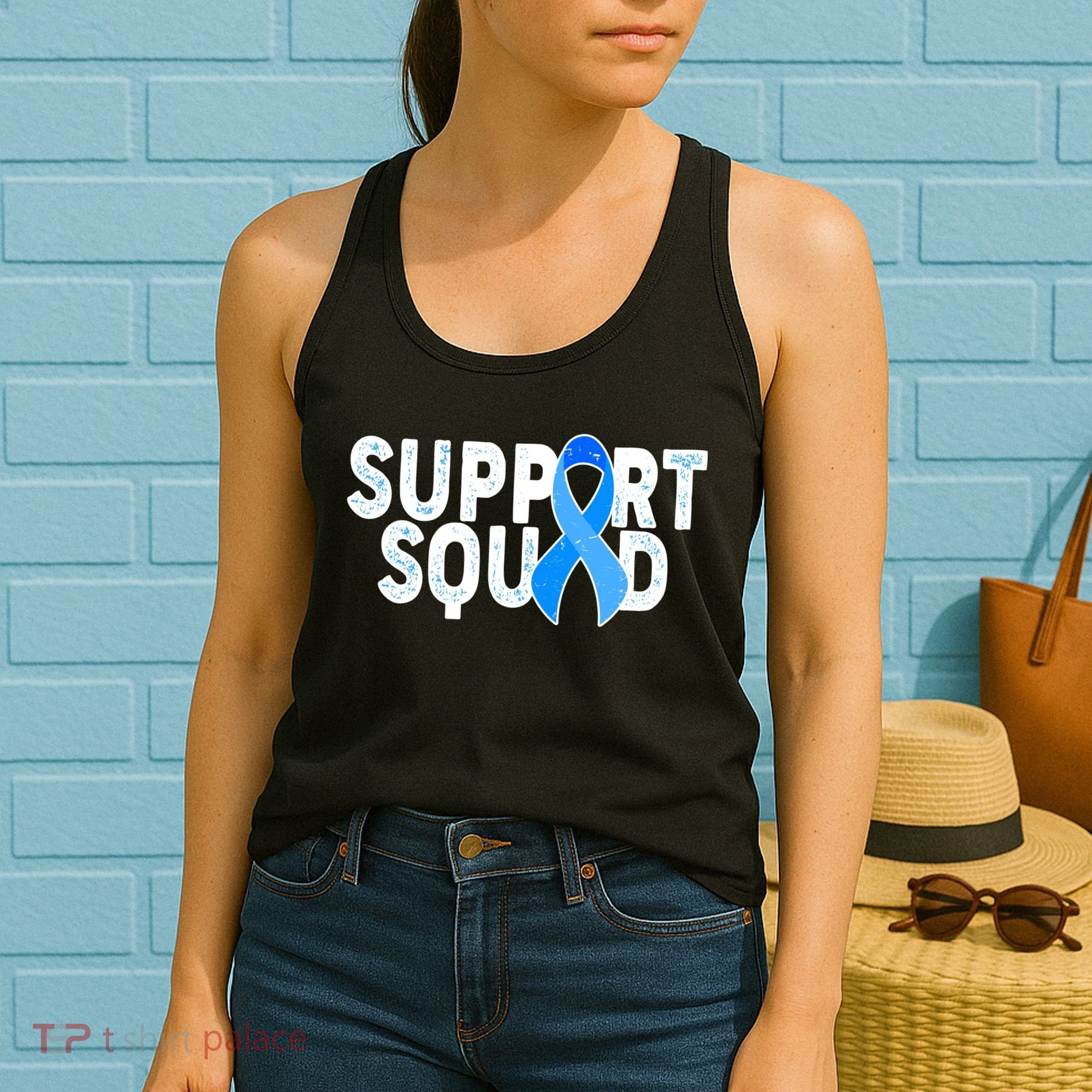 Support Squad Colon Cancer Awareness Blue Ribbon Women's Tank Top