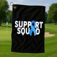 Support Squad Colon Cancer Awareness Blue Ribbon Golf Towel thumb 1